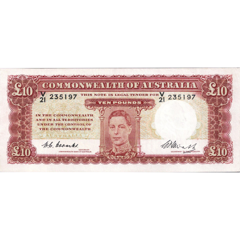 Ten Pound Coombs Watt Australian Banknote